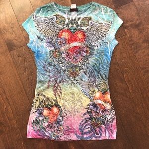Pure Design Tee With Rhinestones Size L